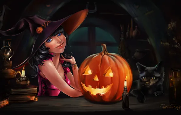 Обои картинки фото witch, хэллоуин, halloween, праздник, арт