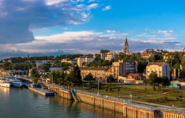 Обои картинки фото сербия, белград, belgrade, река, причал