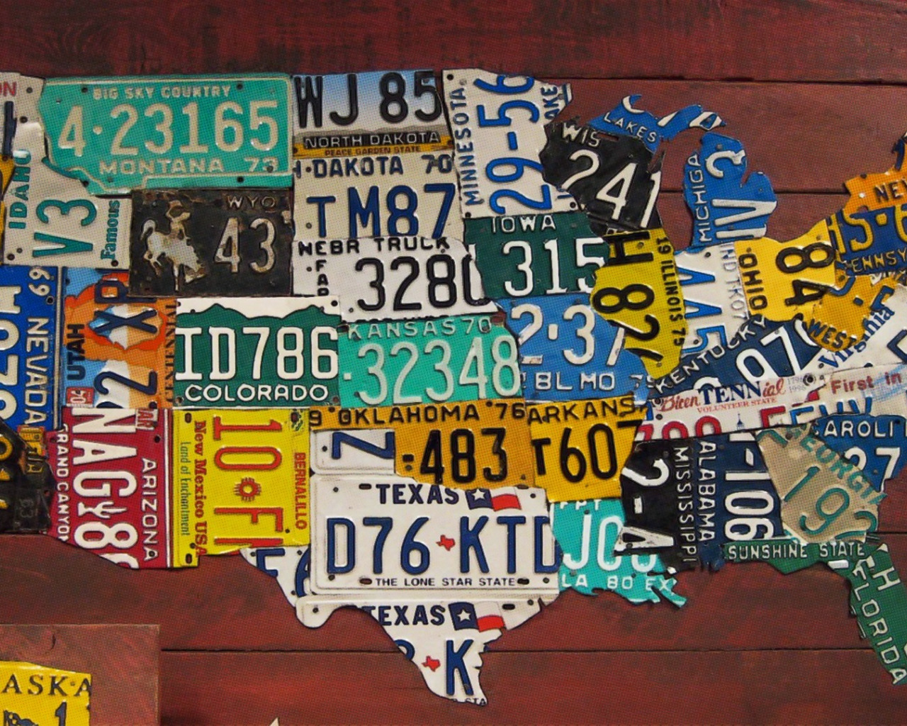 Скачать обои USA, road, map, states, plates, car plates, раздел разное в ра...