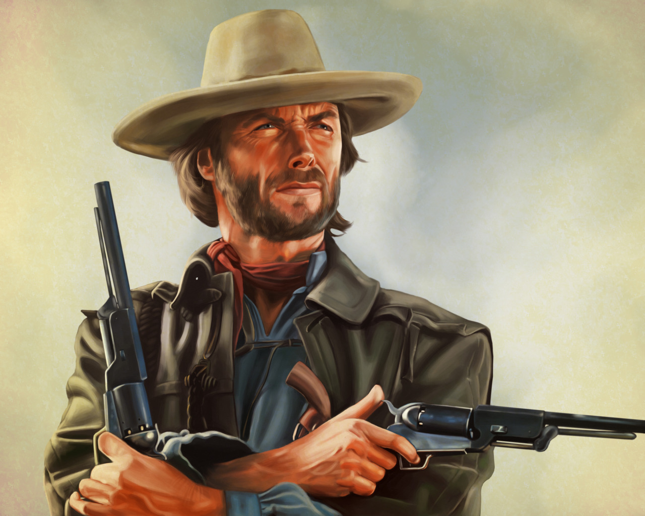art, Clint Eastwood, revolver, Josey Wales, The Outlaw. 