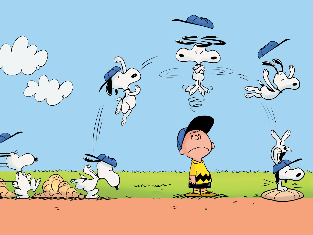 Скачать обои прыжок, Charlie Brown, Snoopy, The Peanuts, раздел фильмы в ра...