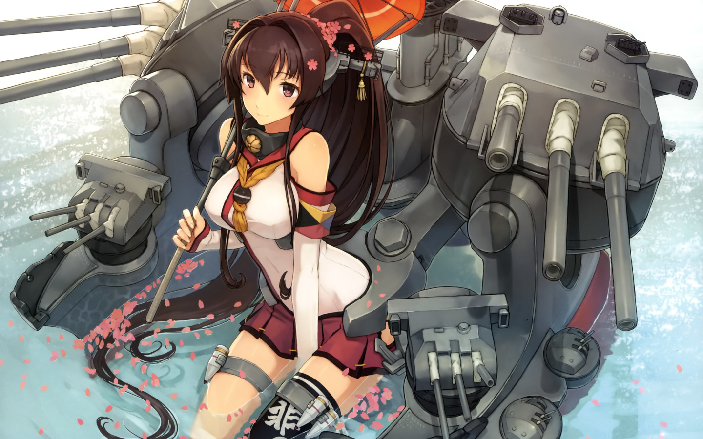 девушка, робот, зонт, арт, mars, kantai collection, yamato super battleship...