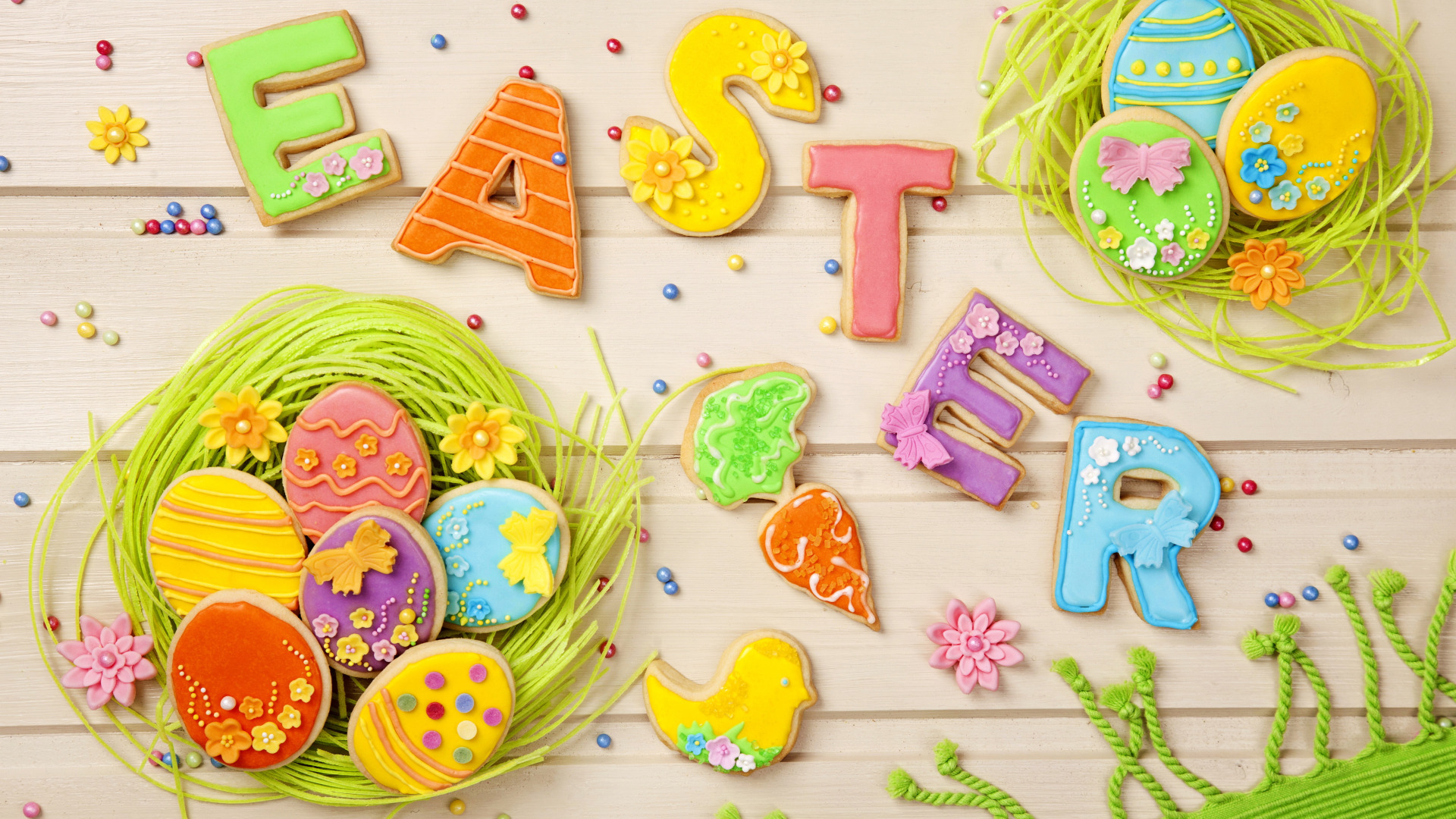 праздник, весна, colorful, печенье, пасха, sweet, глазурь, eggs, holiday, e...