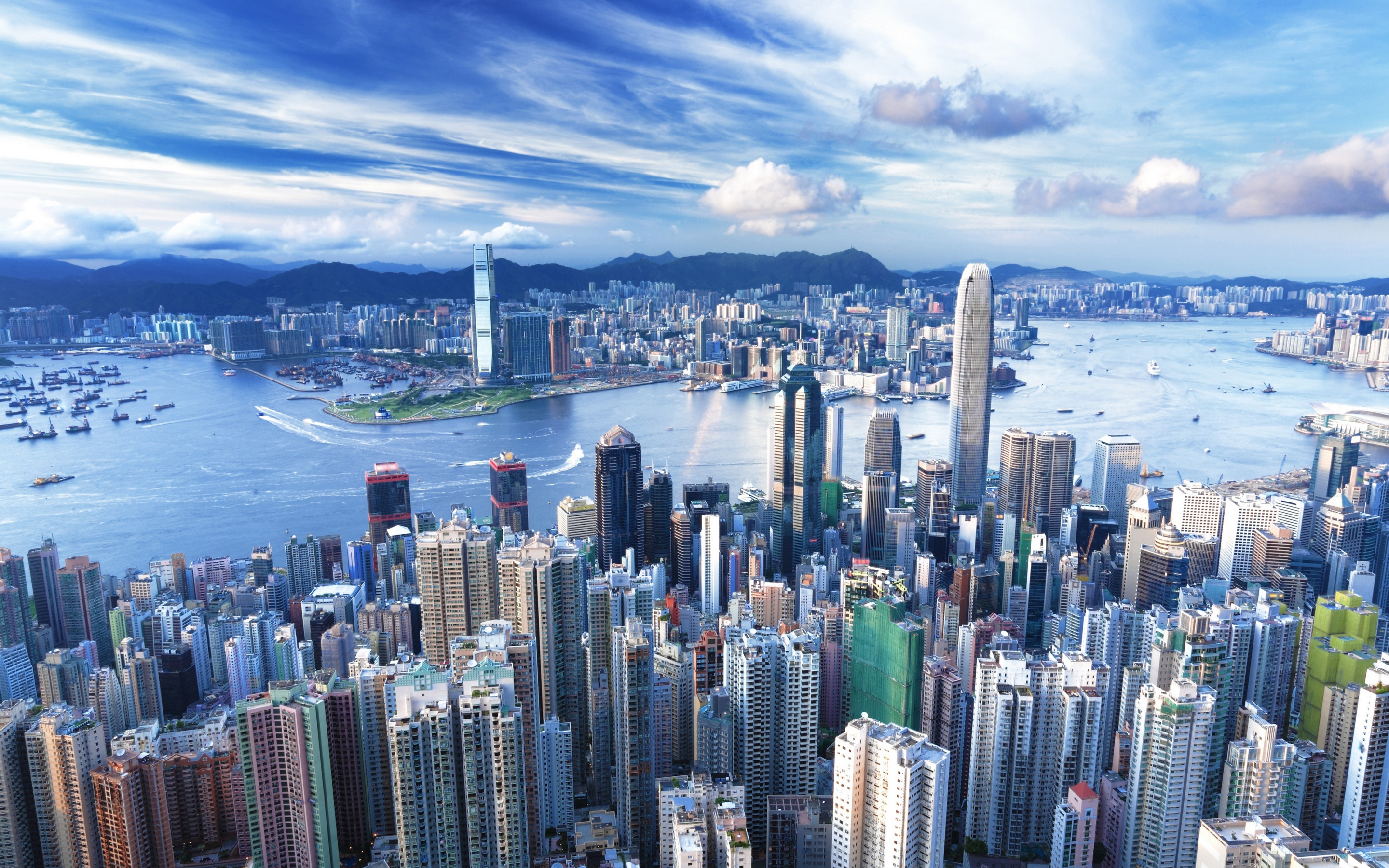 Скачать обои здания, Гонконг, небоскрёбы, мегаполис, Hong Kong, раздел горо...