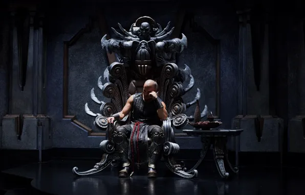 Картинка зал, The Chronicles of Riddick, Хроники Риддика, Вин Дизель, трон, Vin Diesel