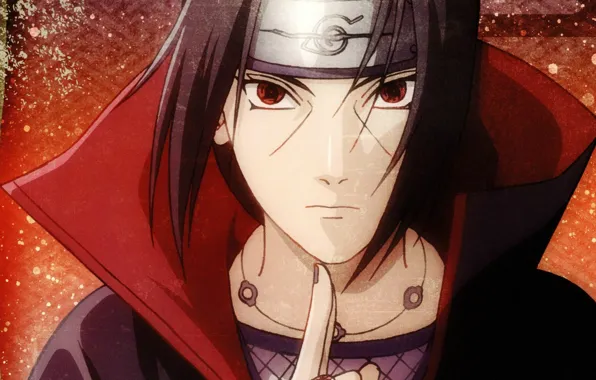 Картинка портрет, повязка, Naruto, красные глаза, перстень, sharingan, Akatsuki, Itachi uchiha