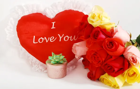 Картинка фото, Цветы, Сердце, Розы, День святого Валентина, Праздники, Подарки
