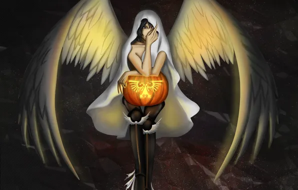 Картинка взгляд, праздник, крылья, ангел, сапоги, черепа, хэллоуин, halloween