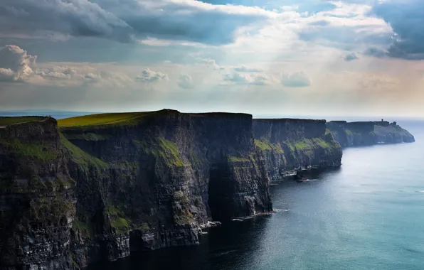 Картинка облака, обрыв, скалы, Ирландия, морская пучина, утесы, The Cliffs