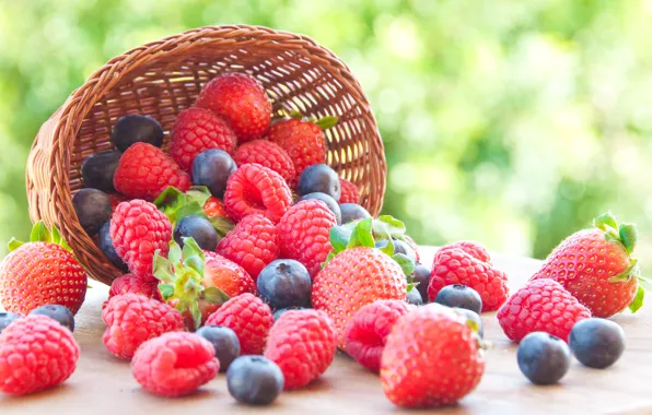 Картинка ягоды, малина, черника, клубника, корзинка, fresh, strawberry, blueberry, berries, raspberry