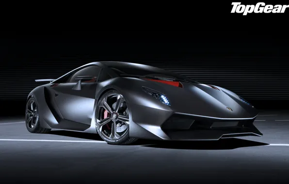 Картинка Concept, темнота, Lamborghini, концепт, суперкар, полумрак, top gear, передок, ламборгини, высшая передача, топ гир, самая …