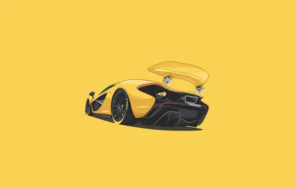 Картинка McLaren, Yellow, Supercar, Rear, Minimalistic