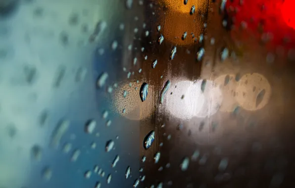 Картинка стекло, вода, капли, туман, дождь, размытие, акварель