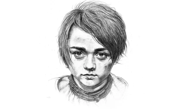 Картинка рисунок, карандаш, Arya Stark, Maisie Williams