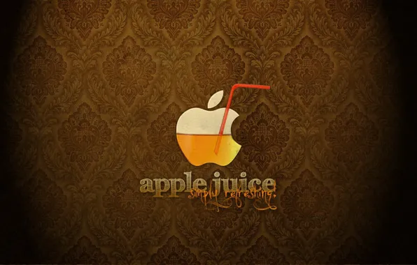 Картинка Apple, логотип, сок, трубочка