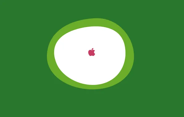 Картинка белый, зеленый, фон, значок, apple, яблоко, круг, минимализм, логотип, овал