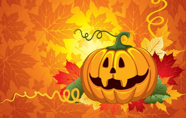 Картинка листья, тыква, хэллоуин, halloween