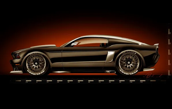 Картинка тюнинг, рисунок, Ford Mustang, форд, muscle car, Hollywood Hot Rods