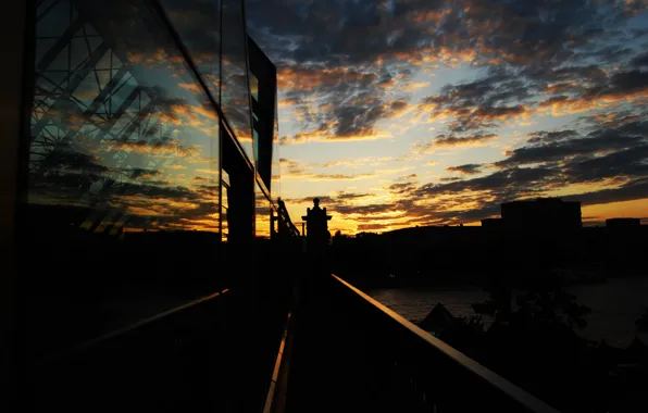 Картинка закат, мост, вечер