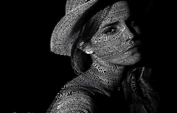 Картинка текст, Эмма Уотсон, Emma Watson, Typography, Portrait, Text