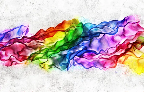 Картинка радуга, неон, шелк, складки, разноцветный, развевается