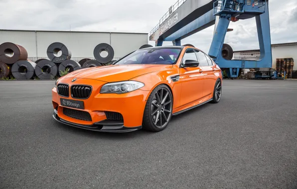 Картинка авто, оранжевый, бмв, BMW, передок, ноздри, 3D Design