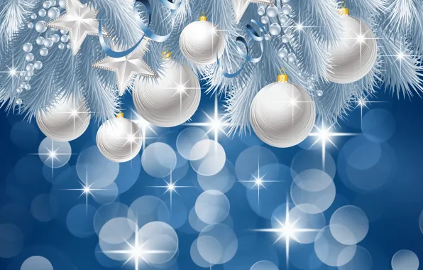 Картинка шарики, праздник, шары, игрушки, новый год, ель, вектор, декорации, happy new year, christmas decoration, новогодние …