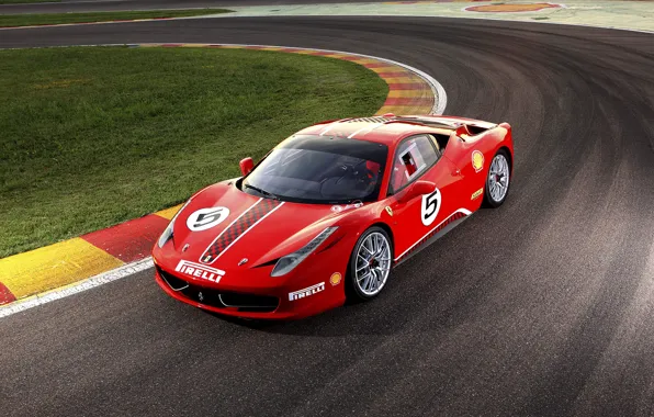Картинка Ferrari, феррари, красная, трек, 458 Challenge 2011