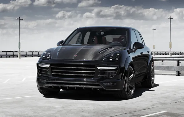 Картинка черный, Porsche, порше, Black, Cayenne, кайен, TopCar, 2015