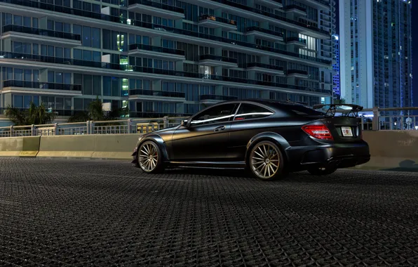 Картинка Mercedes-Benz, black, AMG, rear, C63, C-Klasse