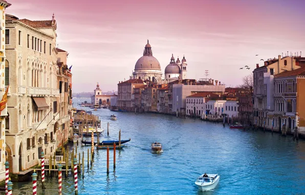 Картинка небо, вода, город, здания, канал, венеция, италия, italy, venice