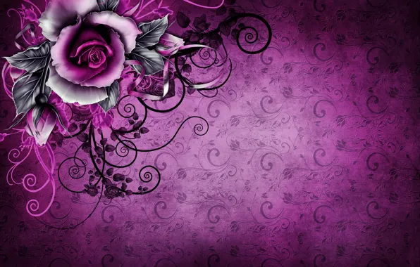 Картинка фон, роза, текстура, wallpaper, rose, vintage, texture, винтаж, grunge, purple, paper, floral
