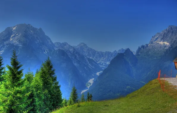 Картинка пейзаж, горы, природа, HDR, Германия, Бавария, Рамзау