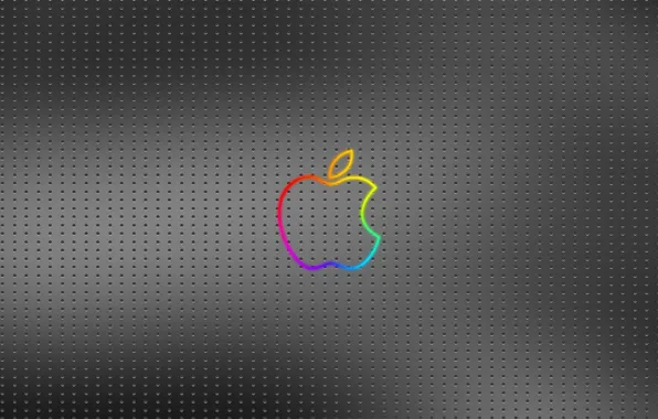 Картинка металл, фон, apple, точки, Логотип
