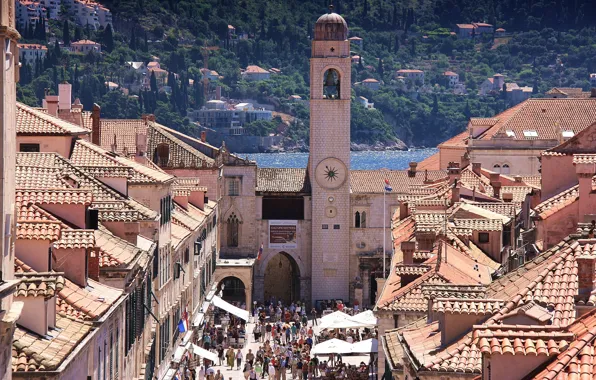 Картинка башня, крыши, Хорватия, Дубровник, Dubrovnik