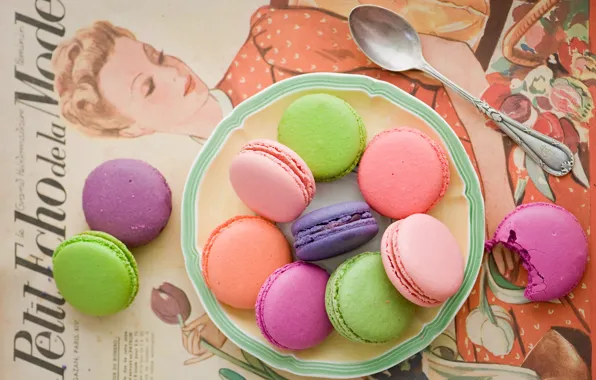 Картинка печенье, ложка, разноцветное, ассорти, Anna Verdina, macaron, макарун
