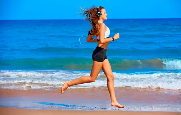 Картинка beach, sand, training, running, sportswear, jogging