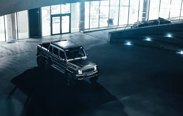 Картинка Mercedes-Benz, AMG, View, SUV, G63, Silver, Top, Ligth, Nigth, 6X6