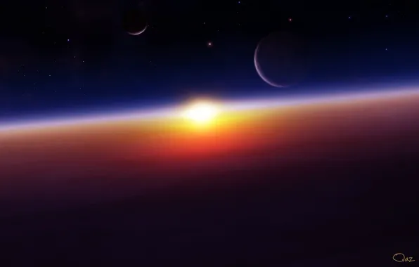 Картинка космос, планеты, sunrise
