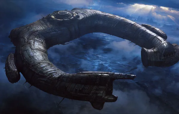 Картинка корабль, чужой, alien, prometheus, прометей, Juggernaut Ship, инопланетный, подкова