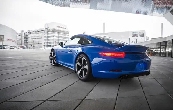Картинка синий, 911, Porsche, Порше, вид сзади, GTS, Club Coupe