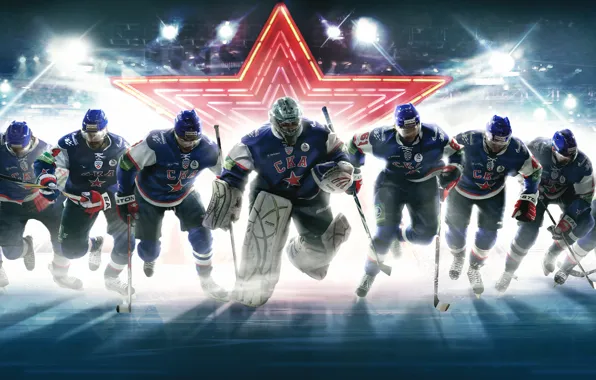 Картинка звезда, команда, вратарь, Хоккей, Hockey, Политпроект, СКА, SKA, хоккеисты