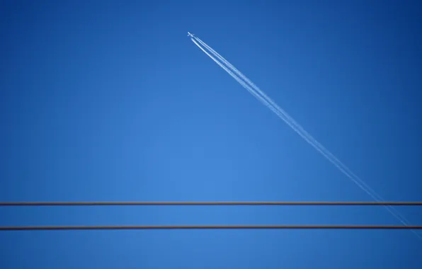 Картинка небо, минимализм, самолёт