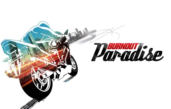 Картинка город, мотоцикл, bike, burnout, paradise