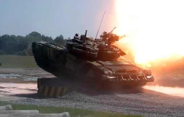 Картинка огонь, выстрел, танк, Т 90