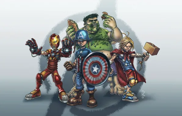 Картинка пародия, железный человек, халк, marvel, тор, марвел, капитан америка, thor, hulk, iron man, avengers, humor, …