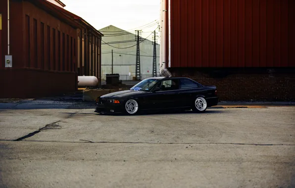 Картинка BMW, wheels, black, stance, E36