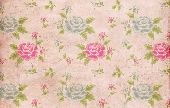 Картинка фон, розы, wallpaper, орнамент, vintage, texture, цветочный, pattern, paper, floral