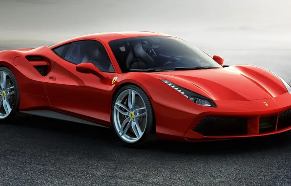 Картинка красный, Ferrari, суперкар, феррари, 2015, 488 GTB