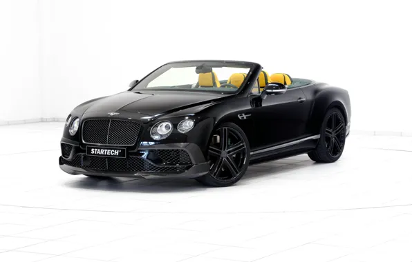 Картинка черный, Bentley, Continental, белый фон, кабриолет, бентли, континенталь, Startech